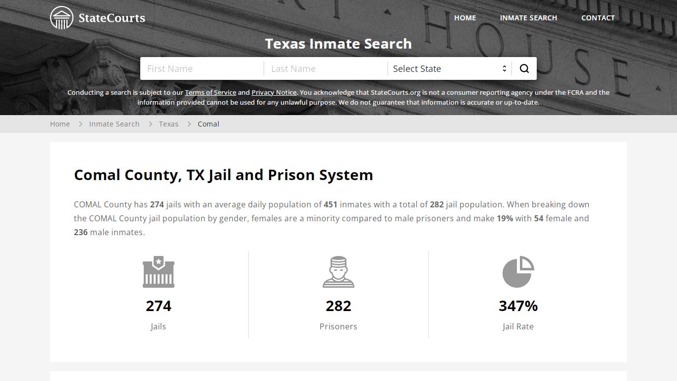 Comal County, TX Inmate Search - StateCourts