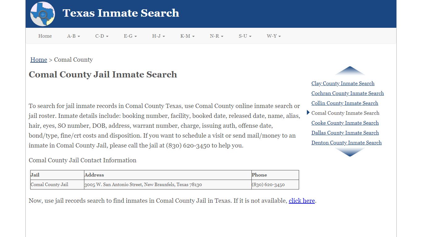 Comal County Jail Inmate Search