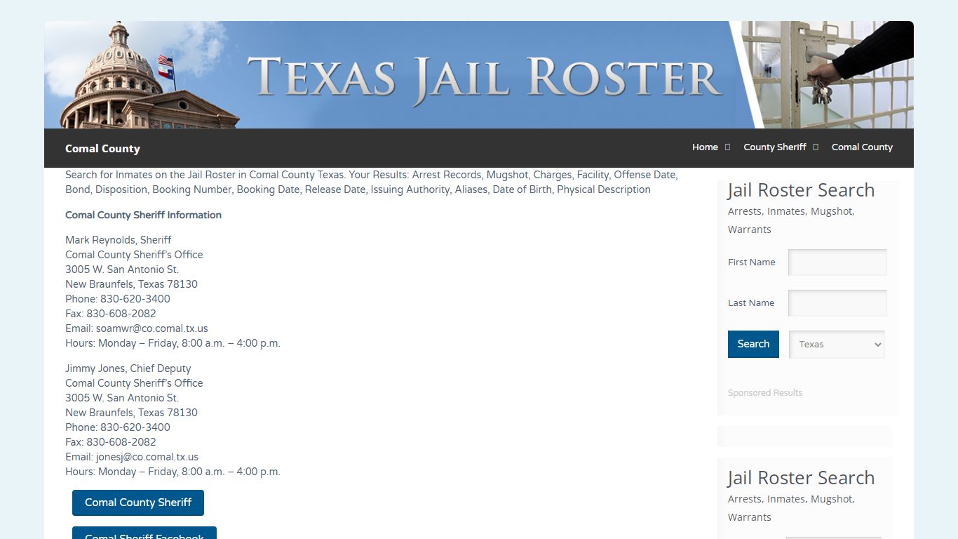 Comal County | Jail Roster Search